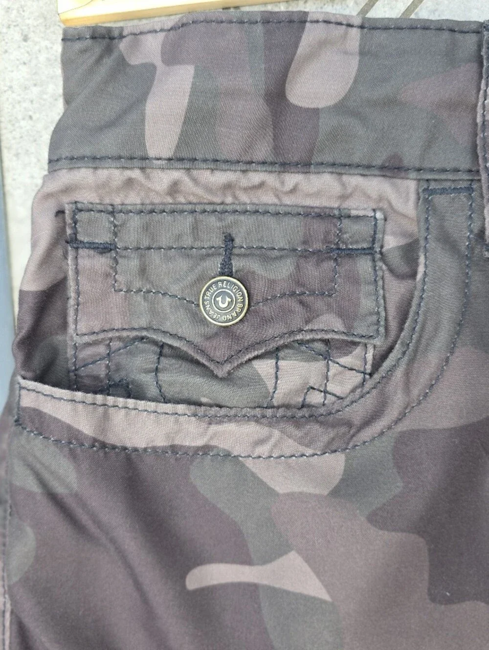 True Religion Men's Grey Camo Board Shorts Swim Trunks - Size 36